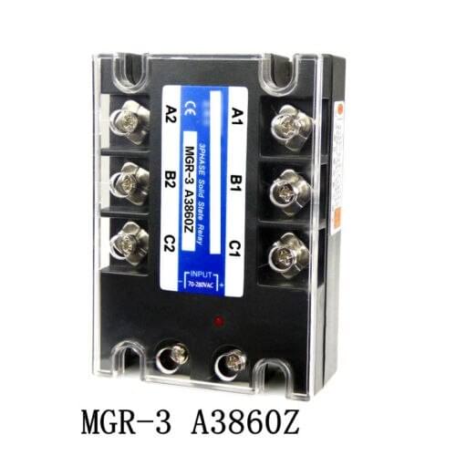 AC-AC 70-280VAC Input 380VAC Output SSR 60A A3860Z Three 3 Phase Solid State Relay