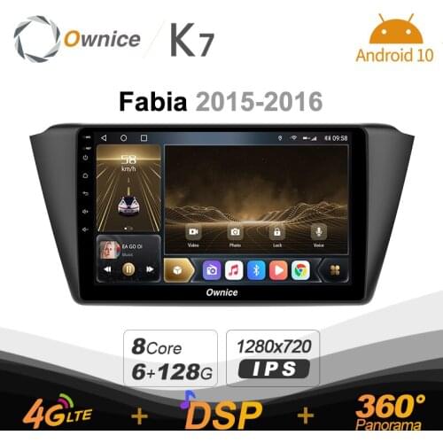 Android 10.0 6G+128G 720P K7 Car autoradio Multimedia for Skoda Fabia 2015 - 2016 radio system unit 360 Panorama 4G LTE