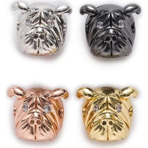 1 Piece Micro Inlays Zircon Dog Shaped Copper Beads For Jewelry Making Women Children DIY Bracelet Necklace Findings 14x12mm