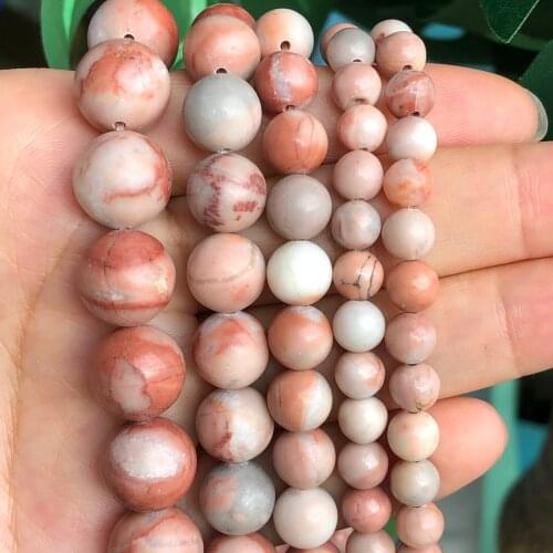 2021 Natural Stone Pink Zebra Jaspers Round Loose Beads For DIY Jewelry Bracelet Making Earring Necklace 6 8 10mm 1 Strand