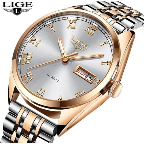 LIGE Mens Watches Top Luxury Brand Men Sport Watch Male Casual Full steel Date Wristwatches Men Quartz watches relogio masculino