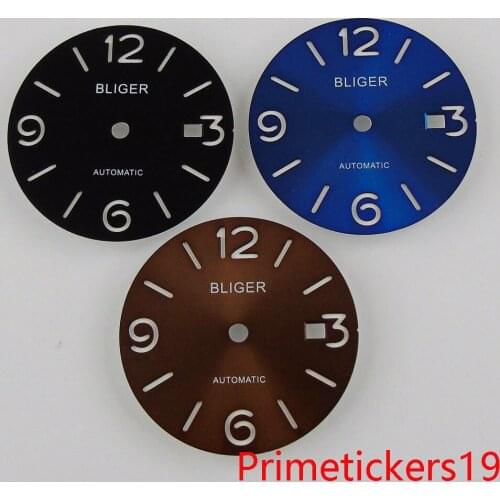 31.5mm bliger black/blue/coffee watch dial with date window fit mingzhu 2813 miyota 8215 movement