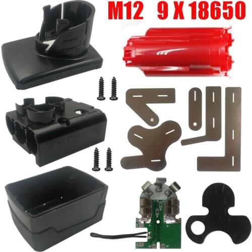 Dawupine 9 X 18650 M12 Li-ion Battery Plastic Case PCB Protection Circuit Board For Milwaukee 12V 48-11-2411 Box Housing Shell