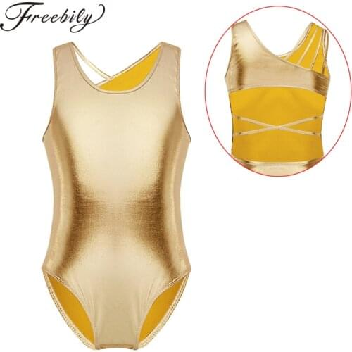 Kids Sleeveless Open Back with Straps Glittery Ballet Dance Leotard Girls Gymnastics Leotard Ballerina Party Gym Sport Jumpsuit