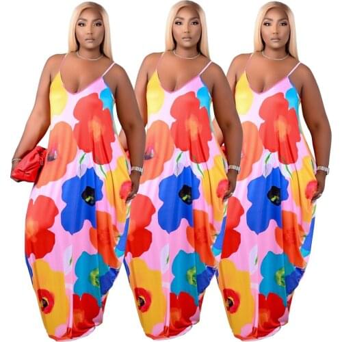 Long Maxi Dress Summer Beach Plus Size XL~5XL Printed Boho Holiday Sleeveless Backless Bohemian Loose Dresses Vestidos