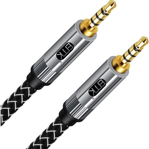 EMK 3.5mm Audio Microphone Extension Cable 3.5mm 4-pole AUX Extender TRRS Audio Cable Nylon Braided for Headset Car Laptop PS4
