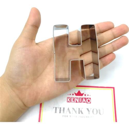 KENIAO Letter H of Alphabe Cookie Cutter for Birthday Party - 5.2 x 6.7 cm - Biscuit / Fondant / Pastry Cutter - Stainless Steel