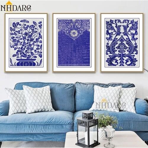 Chinese Blue and White Flower Vase Patterns Posters And Prints Canvas Painting Art Wall Pictures for Living Room Home Decor
