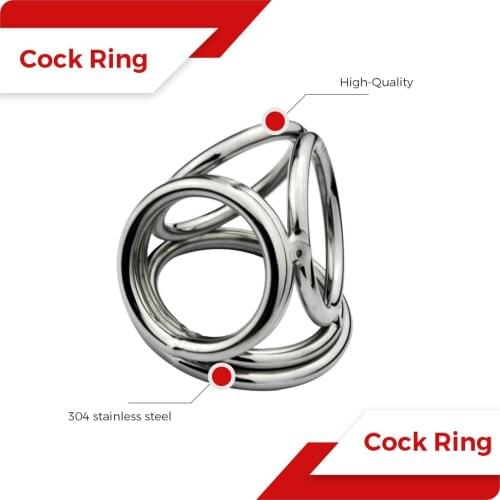 GAY Penis Cock Ring Lock Metal Stainless Steel Ball Scrotum Stretcher CockringBondage Restraint Chastity Device Sex Toys for Man
