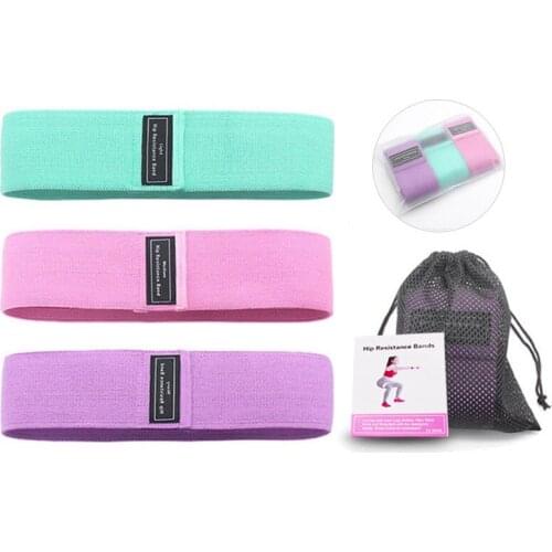 3-piece Set Yoga Squat Training Resistance Band Bodybuilding Elastic Belt Hip Mini Tension Band Legs Non-slip Loop Bands