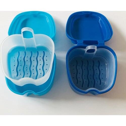 Denture Bath Box Organizer Dental False Teeth Storage Box with Hanging Net Container Cleaning Teeth Cases Artificial Tooth Boxes