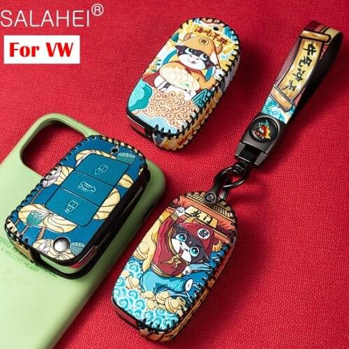 Leather Car Key Case Cover Remote Fob For VW Golf Bora Jetta POLO GOLF Passat Polo Golf 7 MK7 Tiguan MK2 Magotan Passat B8 A7
