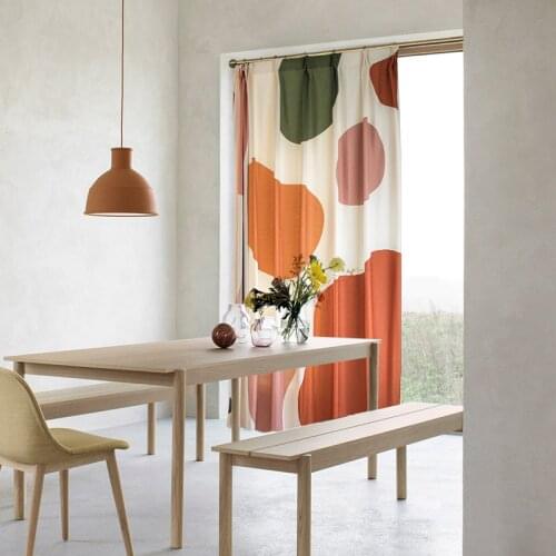 Creative Curtains for Living Room Bedroom Nordic Curtain Geometric Printed Blinds Embroidery White Tulle Thick Drapes