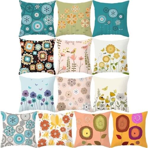 Fashion Cotton Linen Flower Pattern Throw Pillow Cushion Cover Seat Car Home Decor Sofa Decorative Pillowcase