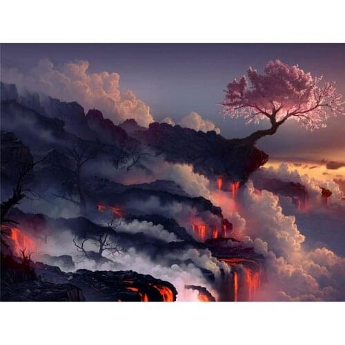 Flower Sakura DIY Embroidery 11CT Cross Stitch Kits Craft Needlework Set Cotton Thread Printed Canvas Home Decoration Sale