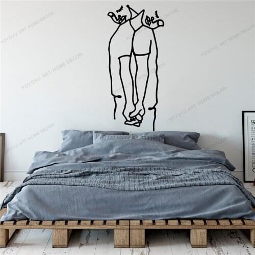 Couple Line Draw Art Wall Sticker For Home Decor Living Room Fashion Wall Decals Valentines Removable Murals Wallpoof CX1544