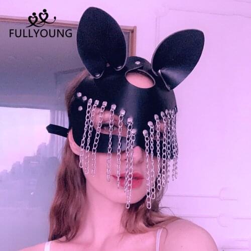 Fullyoung New Sexy Leather Mask Punk Mask Cosplay Blindfold Bdsm Fetish Women Glamour Adult Dark style Masks Party Accessories