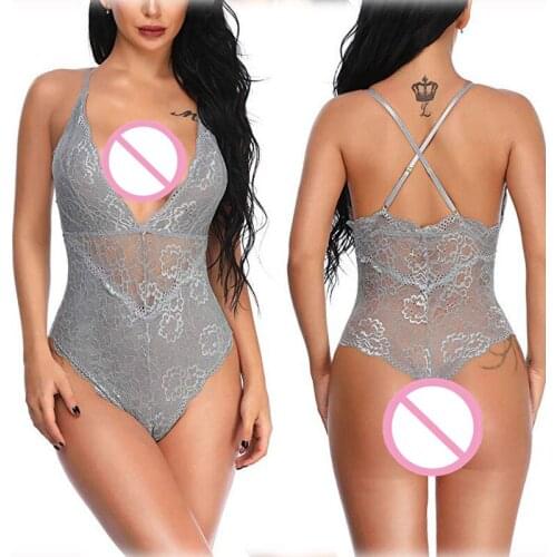 See-through lace lingerie sexy hot erotic underwear babydoll sex dress costume lingerie teddy porno bodysuit plus size for women