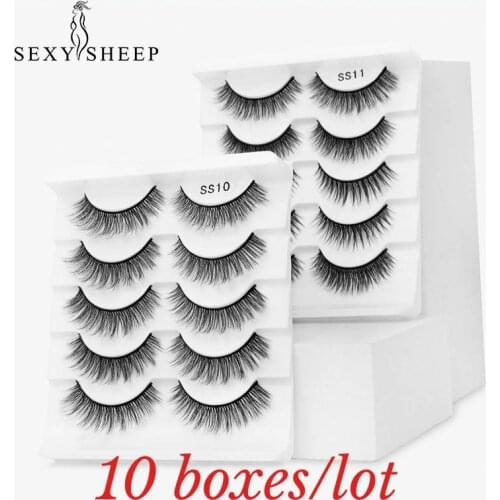 SEXYSHEEP Wholesale 10 pieces 3D Mink False Eyelashes Natural Thick Lashes Handmade Soft Eyelashes Makeup Eyelashes Extension