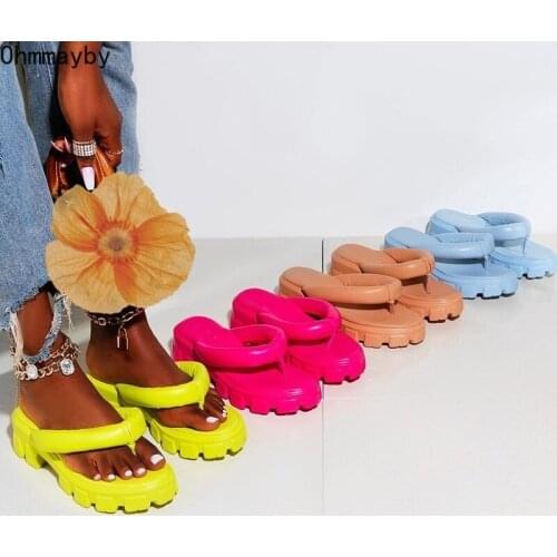 Shoes For Women 2021 Flip Flop Women Slippers Yellow Platform Slides Fashion Trend Woman Sandals Female Sexy Square Heel Shoes