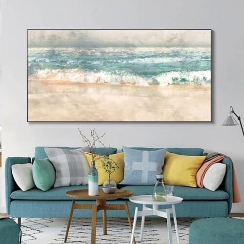 Modern Abstract Painting Beach Landscape Oil Painting Canvas Posters and Prints Cuadros Wall Art Pictures For Living Room Decor