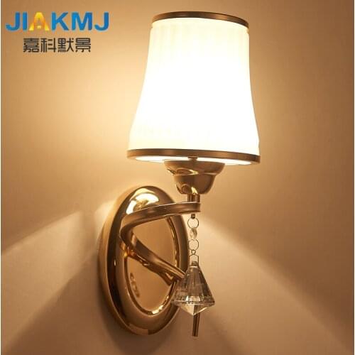 LED wall lamp living room bedroom bedside lamp rustic Jane European staircase balcony wall background Crystal wall lamps