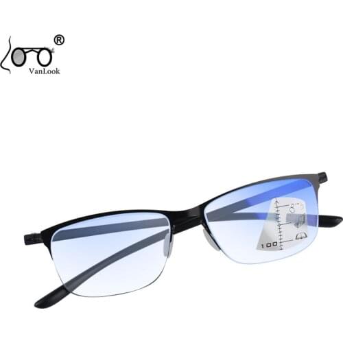 Vanlook Progressive Multifocal Reading Glasses Mens Women Anti Blue Ray Computer Glasses Metal TR90 Optical Eyewear Frame