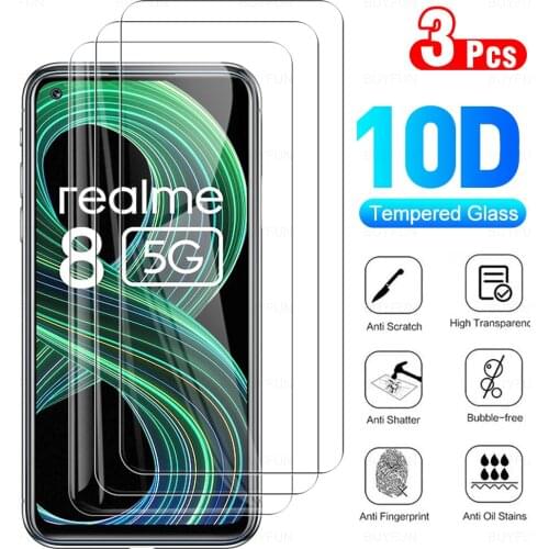 3pcs full cover realmy 8 tempered glasses for oppo realme 8 realme8 6.5" 5g screen camera lens protectors film realmi 8 glass