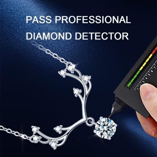 VVS1 D Color Moissanite Antler Necklace Women Sterling Silver Elk Antler Necklace Lab Grown Diamond Jewelry Include Gift Box
