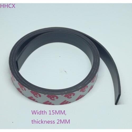 1 Meter Rubber Magnet 15*2 mm Self Adhesive Flexible Magnetic Strip Rubber Magnet Tape Width 15mm Thickness 2mm 15mm x 2mm 15X2