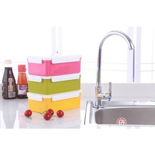 1PC Lovely Cute Novel double layer rectangular cartoon lunch case portable children lunch container OK 0342