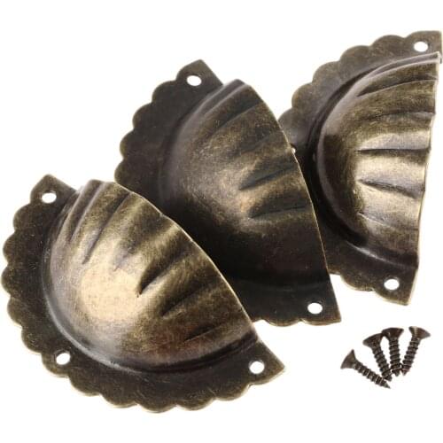 1pc Antique Bronze Cabinet Knobs and Handles Kitchen Cupboard Shell Handle Pull Furniture Fittings 70*37mm