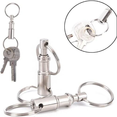 2Pcs/set Steel Removable Key Chain Outdoor Dual Detachable Pull Apart Quick Release Keychain Keyfob Split Snap Lock Holder