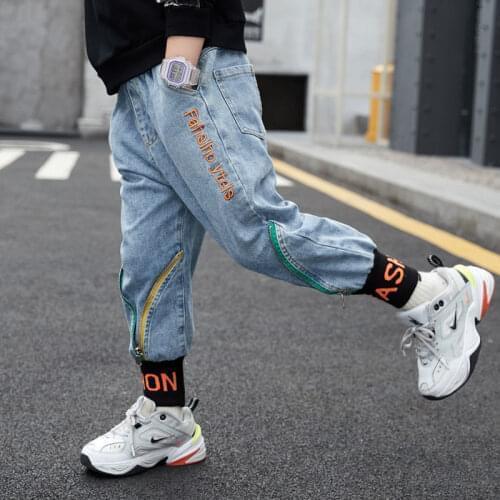 2021 New Boys Jeans 3-13 Years old Denim Washed Kids Jeans Korean Pants for Baby Boys Jeans Kids Leisure Loose Toddler Jeans