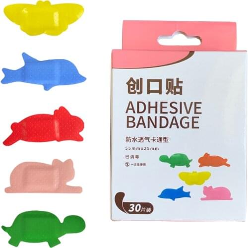 30Pcs/Set Band Aid Cartoon Bandage Medical Plaster Adhesive Wound Dressing Patch Breathable Sticker Hemostasis Emergency Kit