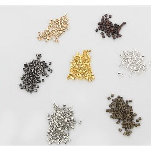 500pcs 1.5/2.0/2.5mm Golden 8 Colors Tube Crimp End Beads Stopper Spacer Beads For Jewelry Making DIY Necklace Findings Supplies