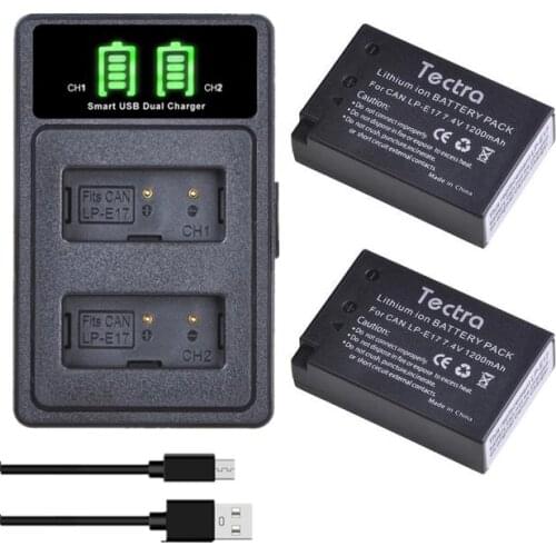 2pcs LPE17 LP E17 LP-E17 Battery+LCD USB Charger for Canon EOS 200D M3 M6 750D 760D T6i T6s 800D 8000D Kiss X8i Cameras