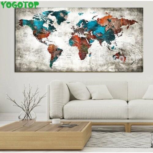 Large 5d diy diamond painting Abstract world map diamond embroidery full Drill puzzle Rhinestone mosaic Home decor YY5003