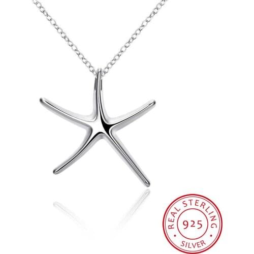 LEKANI 1PCS Silver 925 Fashion Star fish Necklace Pendant Necklace Wholesale Women Jewelry Necklace