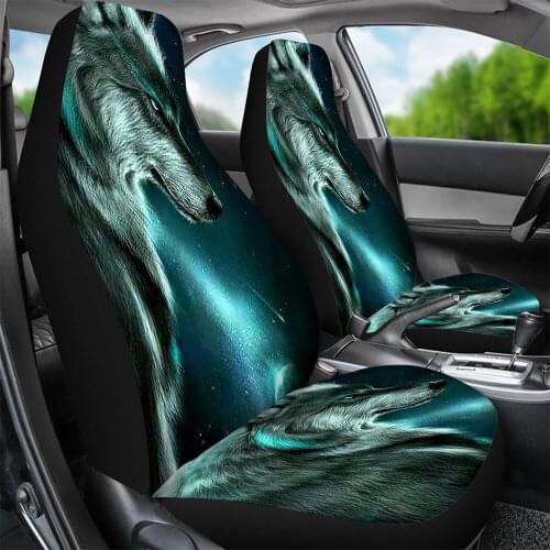 Car Seat Covers for Man Galaxy Wolf Pattern Durable Auto Interior Accessories Front Seat Set of 2 New