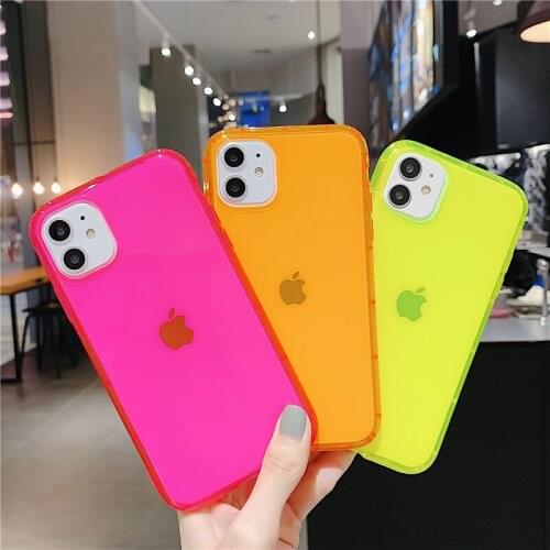 Candy Color Phone Case For iPhone SE2020 11 12Pro Mini X XR XS Max Transparent 7 8 Plus Shockproof Soft Silicone TPU Back Cover