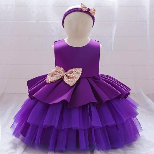 Purple Princess Dress For 1 Year Baby Girls Newborn 2nd Birthday Tutu Christening Gown Toddler Wedding Baptism Fluffy Clothes