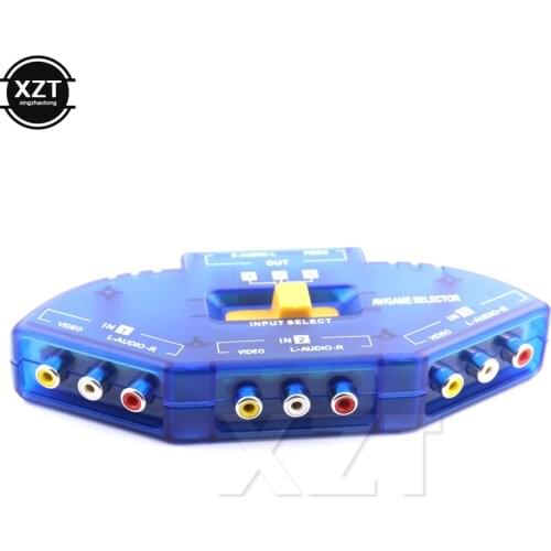 Hot sale 1pcs Blue 3 Ports Video Switcher Game AV Signal Switch Cable AV RCA AV Splitter Audio Converter for XBOX for PS TV