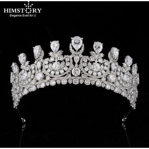 Himstory Gorgeous Wedding Headband Cubic Zircon CZ Bridal Wedding Headband Tiara Crown Bride Hair Jewelry Accessories