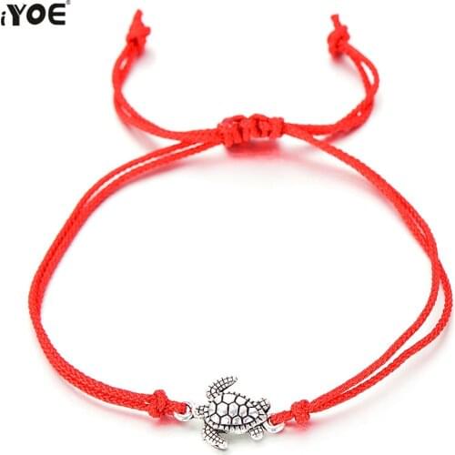 IYOE Handmade Lucky String Rope Red Thread Bracelet For Women Kids Vintage Bohemian Sea Turtle Bracelets Female Chain Jewelry