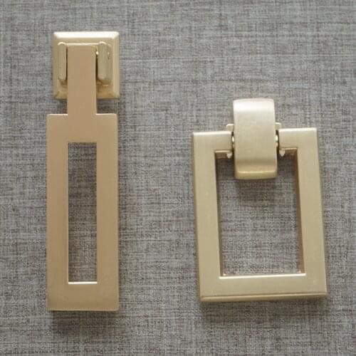 Square Brass Drawer Drop Ring Kitchen Cabinet Pull Ring Closet Copboard Knobs Zinc Alloy Modern Pull Knob Furniture Decoration