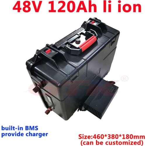 GTK lithium battery 48V 120Ah li ion battery pack built-in BMS for 4800W 9600W golf cart solar system RV +10A charger