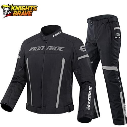 IRONRIDE Motorcycle Jacket Man Set Moto Protection Windproof Waterproof Motorbike Riding Moto Jacket + Pants Suit Body Armor