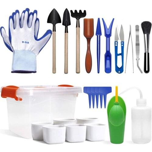41Pcs Succulent Plant Tool Set Mini Garden Planting Care Bonsai Transplanting Miniature Fairy Gardening Hand Gloves Leaf Trimmer