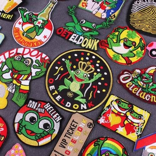 DIY Embleem Iron On Patches For Clothes Pepe Frog Embroidered Patches For Clothing Accessories Ironing Stickers On Clothes Anime